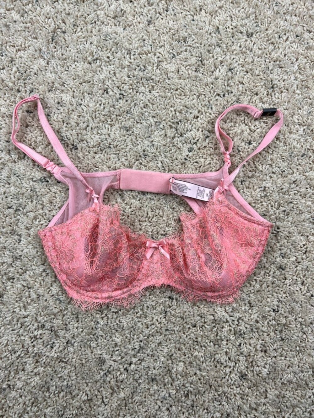 NEW Victoria's Secret Dream Angels Push Up Without Padding Bra Pink Orange 34C